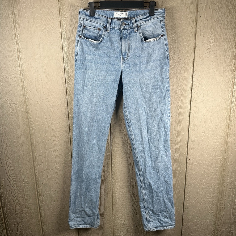 Abercrombie & Fitch The Straight Mid Rise Jeans Curve Love Sz 28/6XL Light Wash